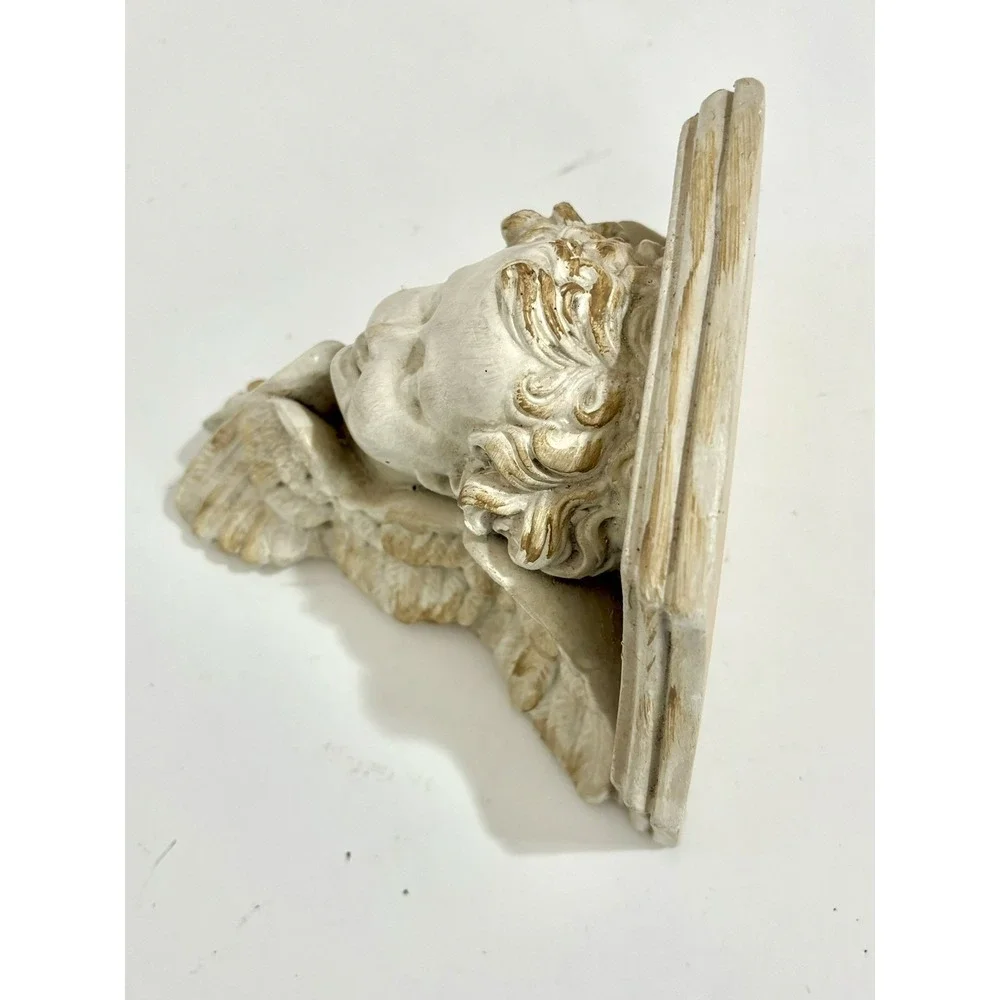 Vintage Cupid Angel Cherub Sconce Wall Bracket Sculpture Shelf plaster
